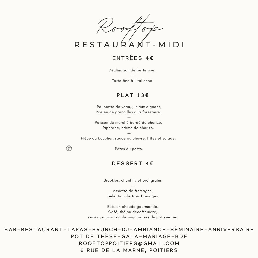 formule midi le rooftop poitiers